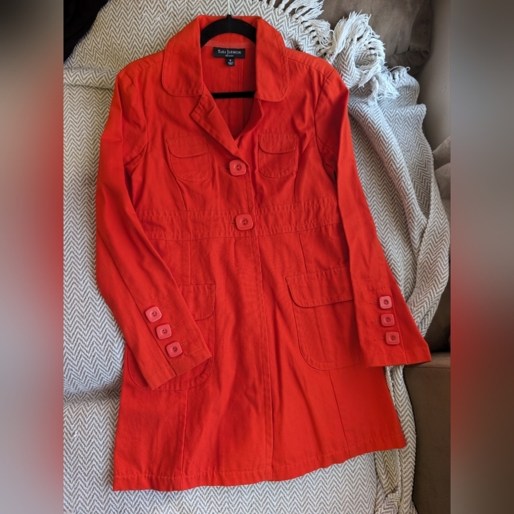 Tara Jarmon Vibrant Red Trench Coat NWOT